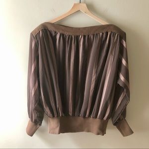 VINTAGE Metallic Striped Long Sleeve Boatneck Blouse